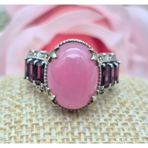 STS Chuck Clemency Sterling Silver & Pink Cocktail Statement Ring Size 11.5 - Picture 3 of 11